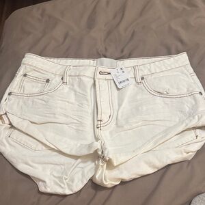 One Teaspoon Cream Jean Shorts
